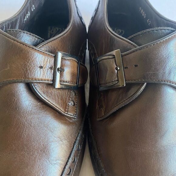 CERTO Men’s Single Monk Strap Wing Tip Leather Shoes Size 42 / 9.5 US - Picture 4 of 15